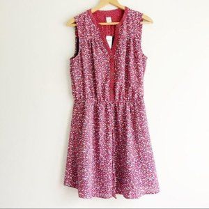 NWT Gap Floral Chiffon V-neck Drawstring Waist Dress